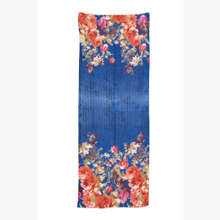 Frida Stripes Printed Wool Silk Scarf