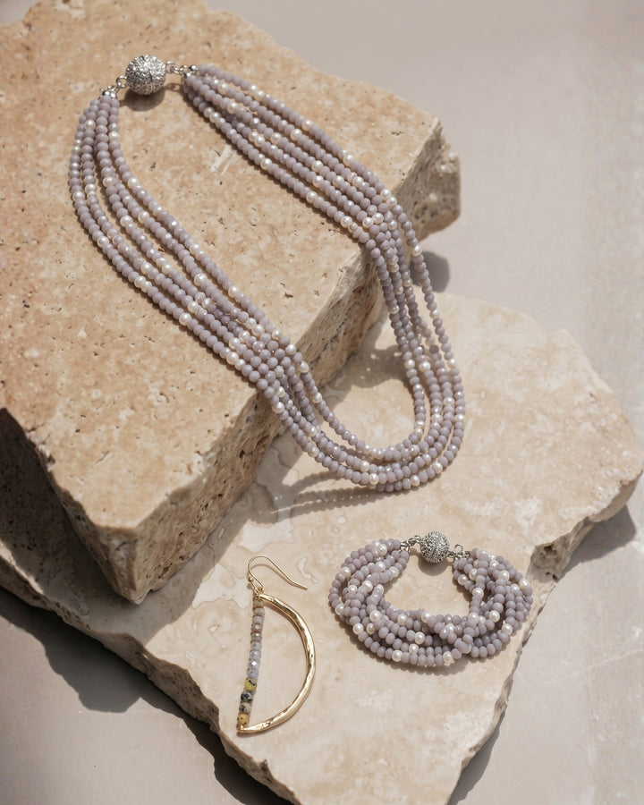 Grey Beaded Jewelry Bundle