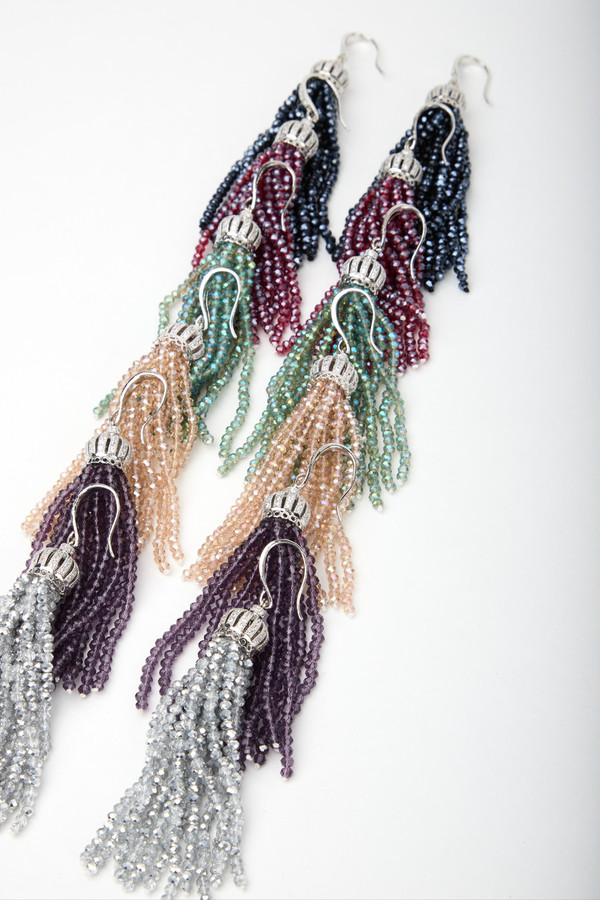 Crown Tassel Drop Earrings