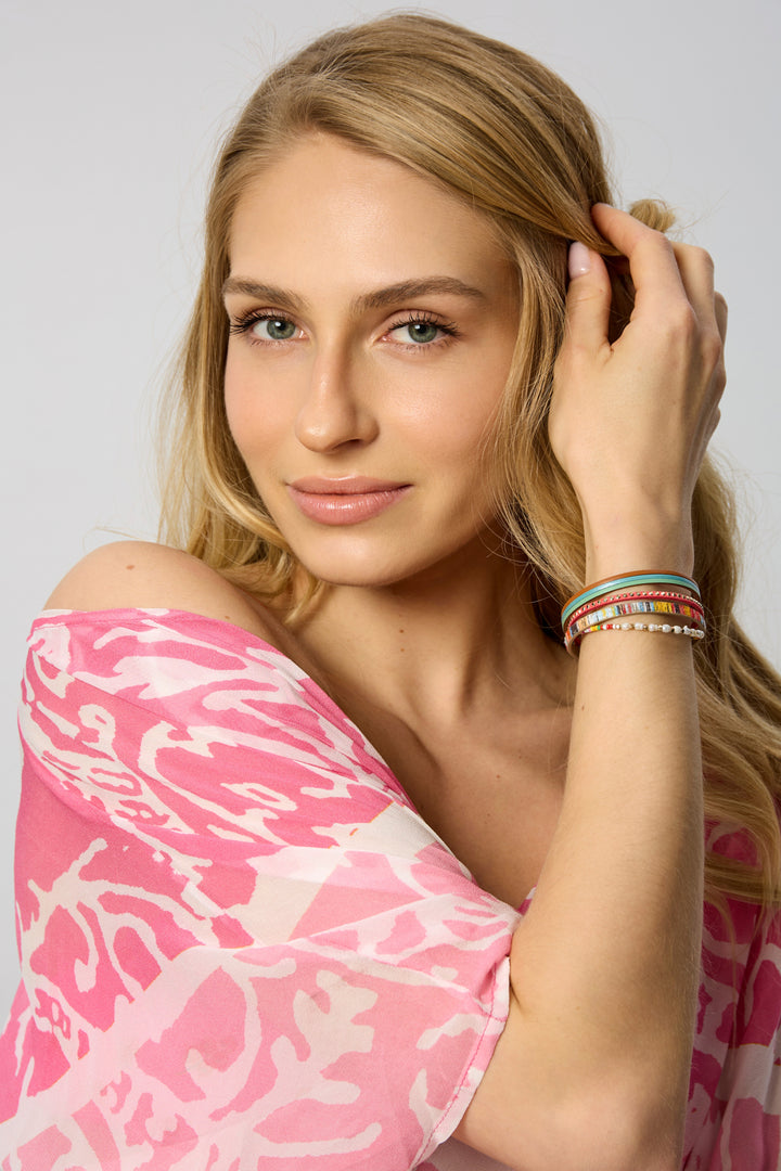 Two-Tone Tie Waist Keyhole Kaftan