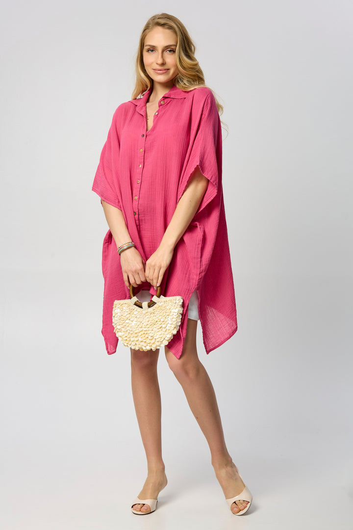 Oversized Textured Cotton Shirt