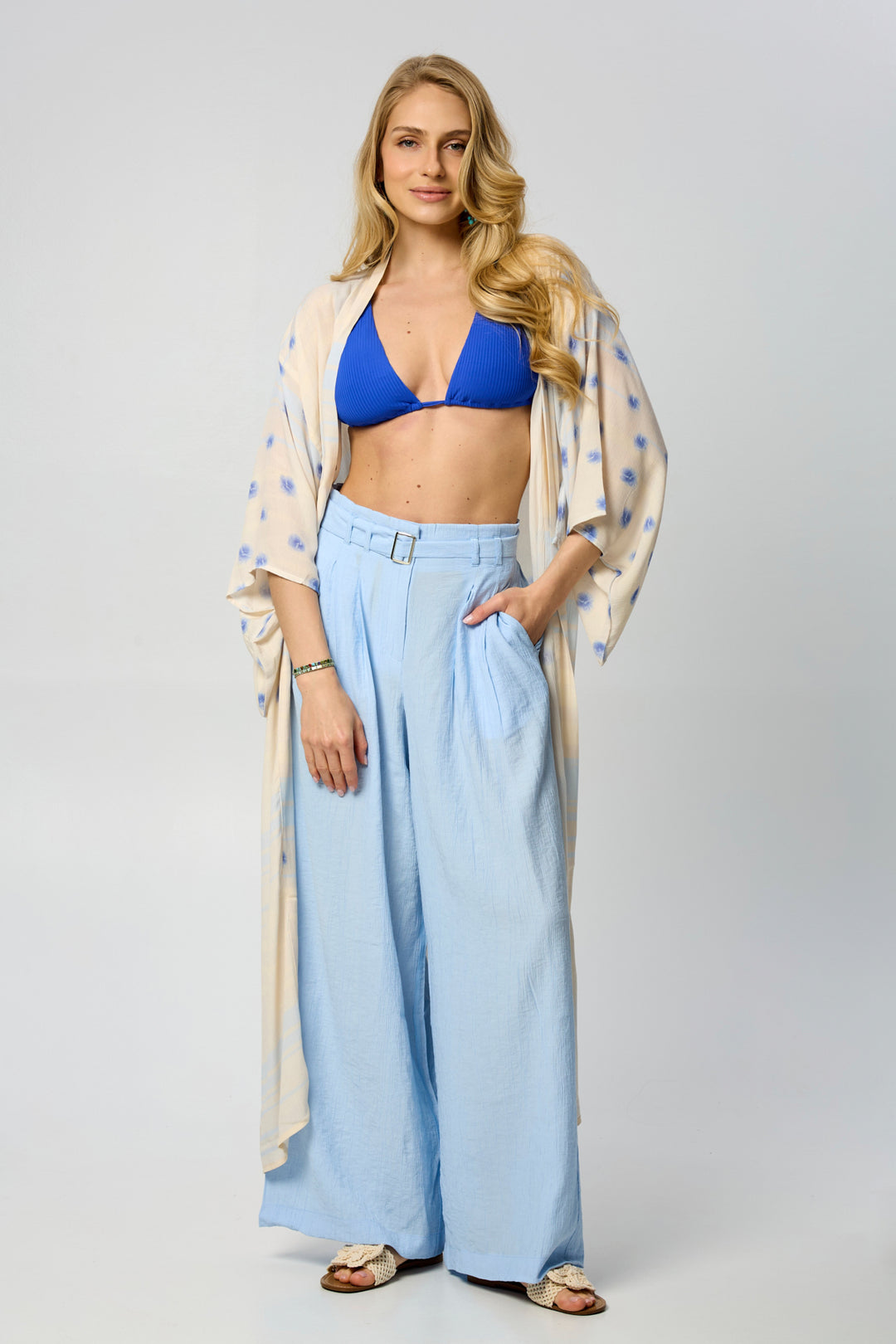 Soft Blue Dot Kimono