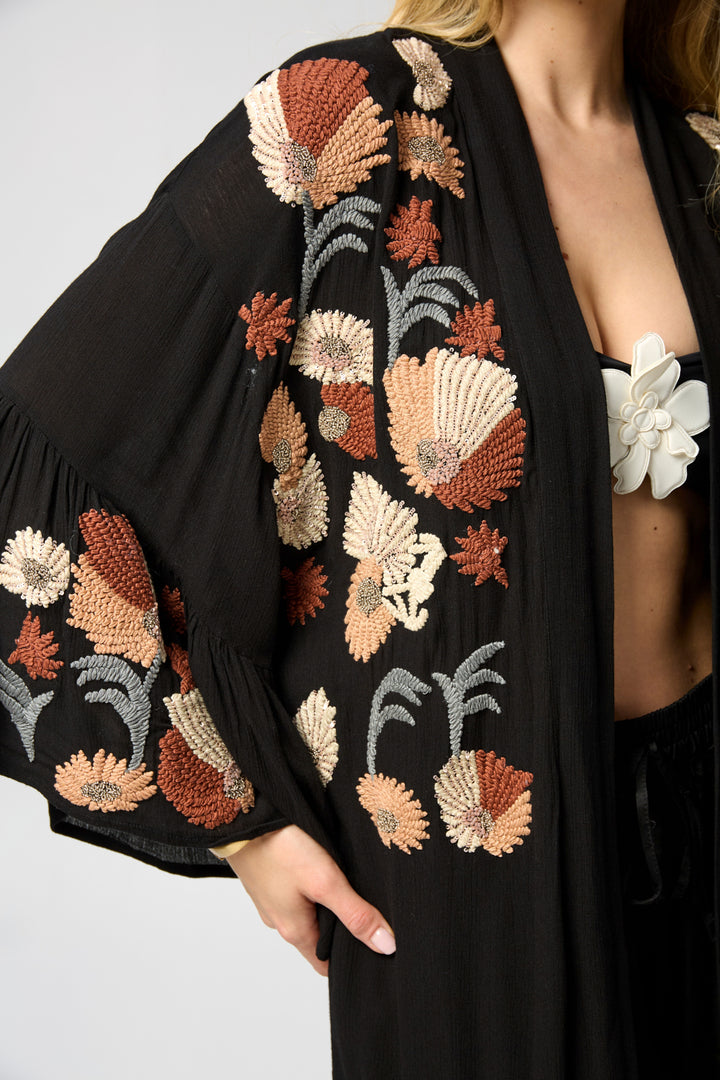 Floral Embellished Long Kaftan