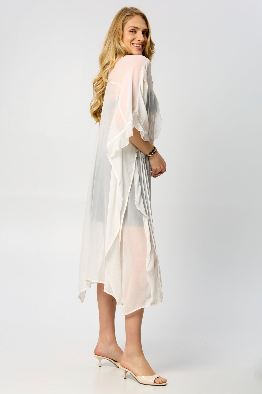 Ruffled Button Kaftan Cover Up