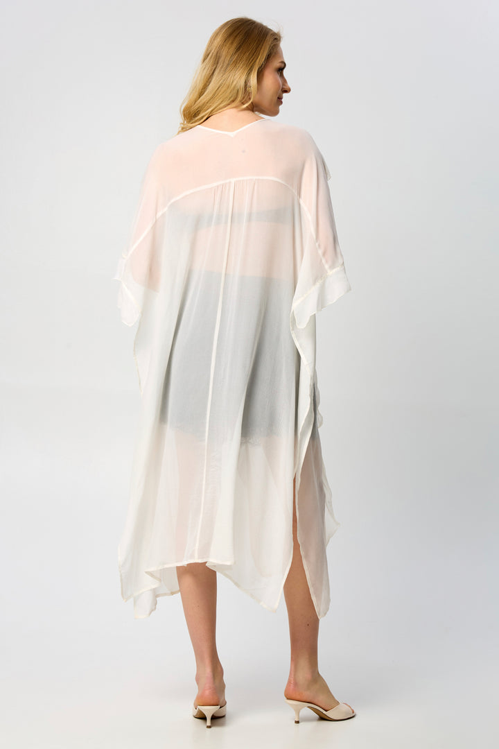 Ruffled Button Kaftan Cover Up
