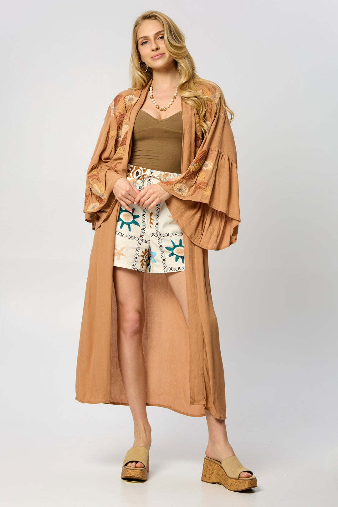 Floral Embellished Long Kaftan