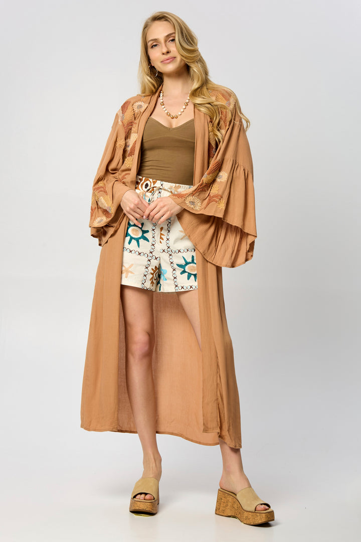 Floral Embellished Long Kaftan