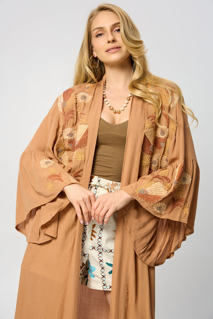 Floral Embellished Long Kaftan