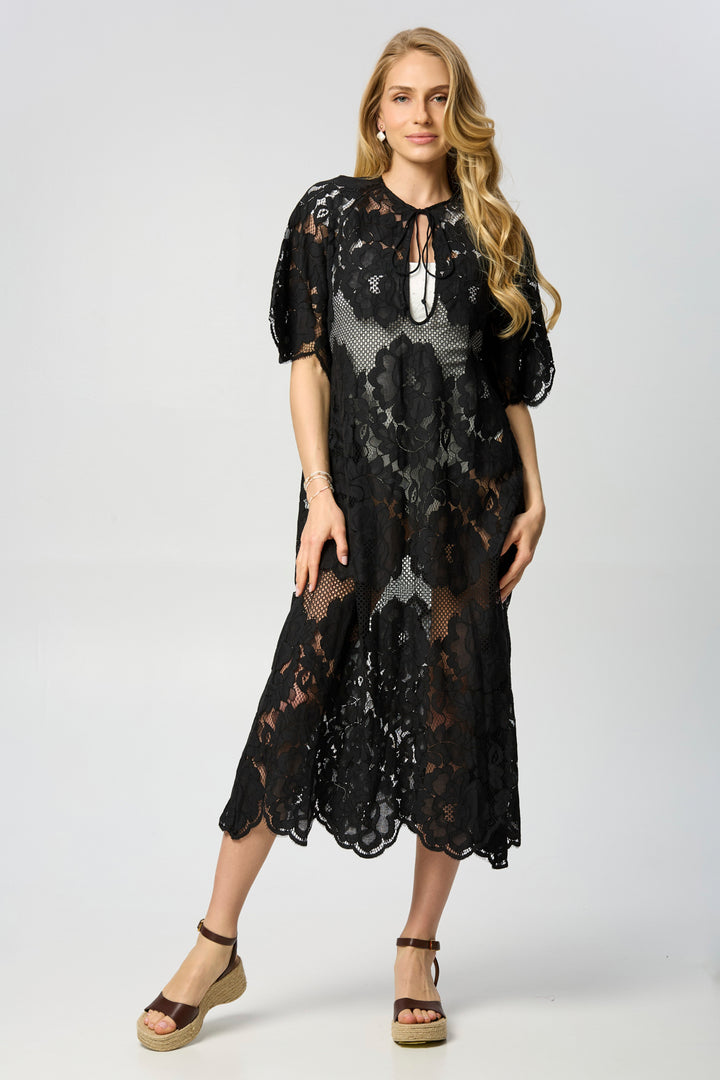 Floral Mesh Lace Kaftan