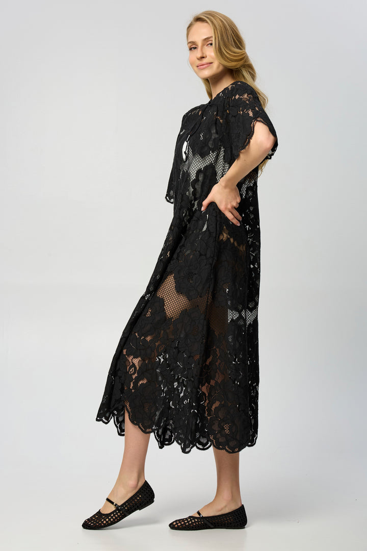 Floral Mesh Lace Kaftan