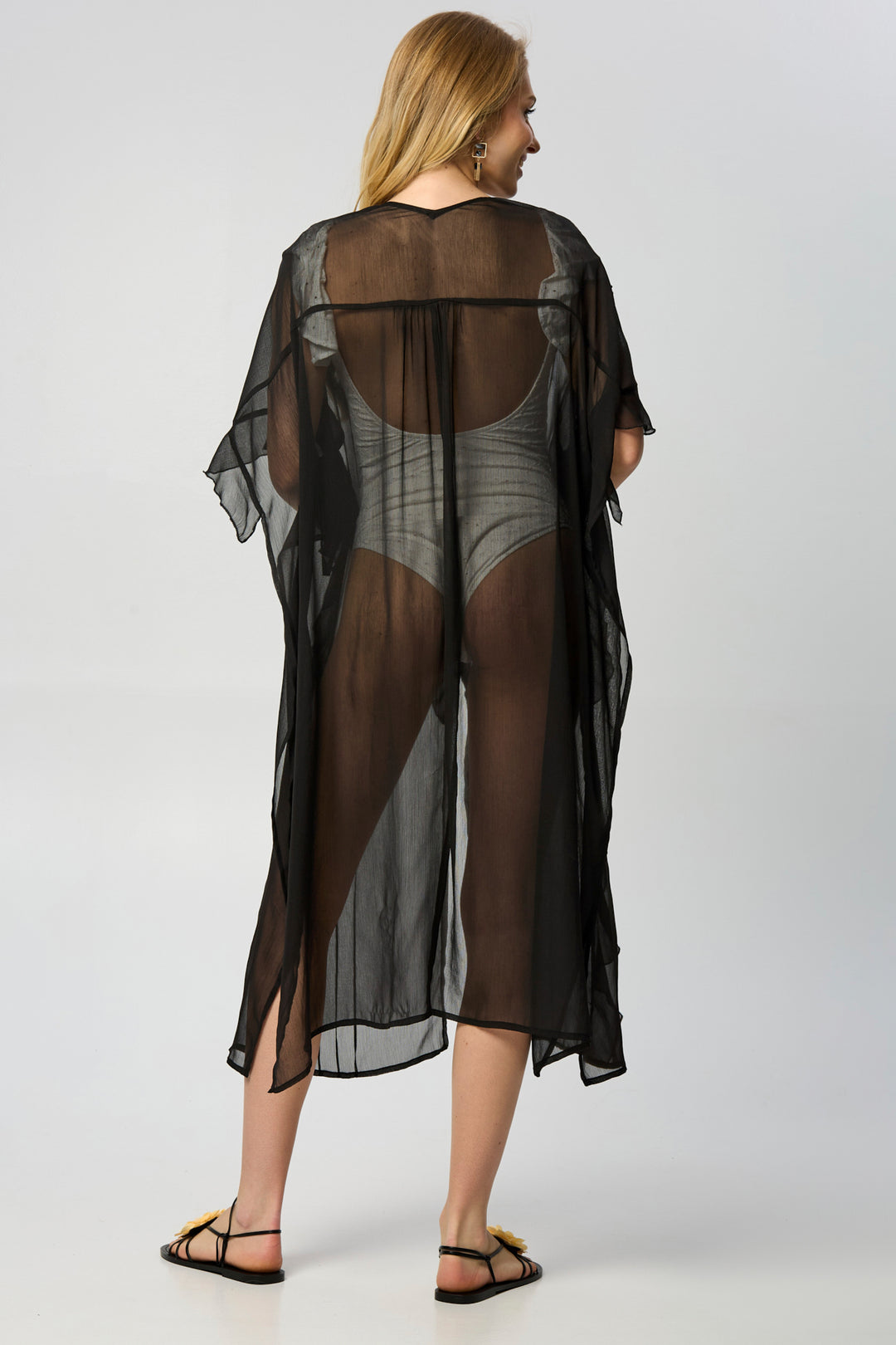 Ruffled Button Kaftan Cover Up