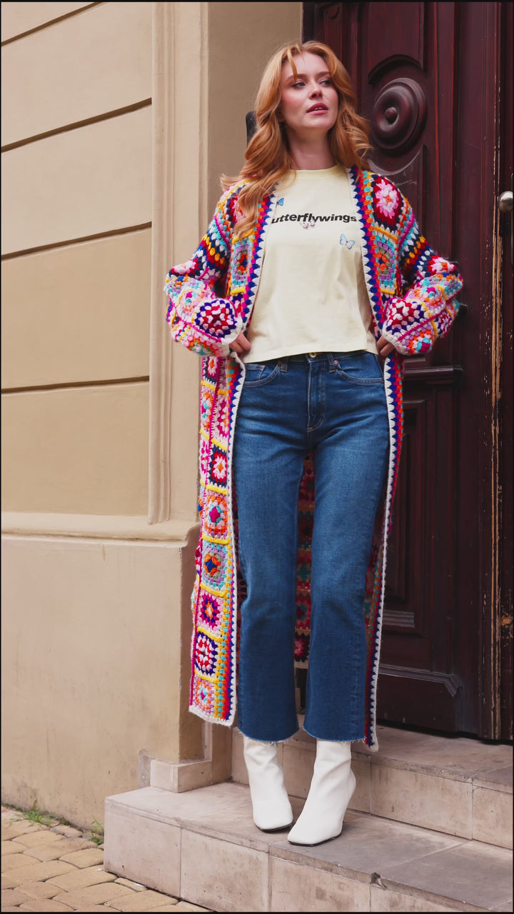 Granny Square Crochet Multi Kimono