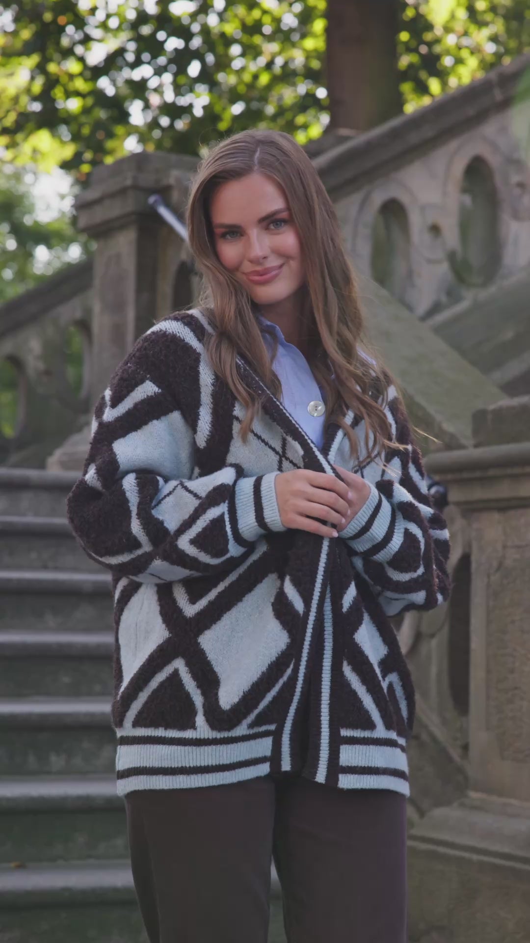 Open Argyle Knit Cardigan