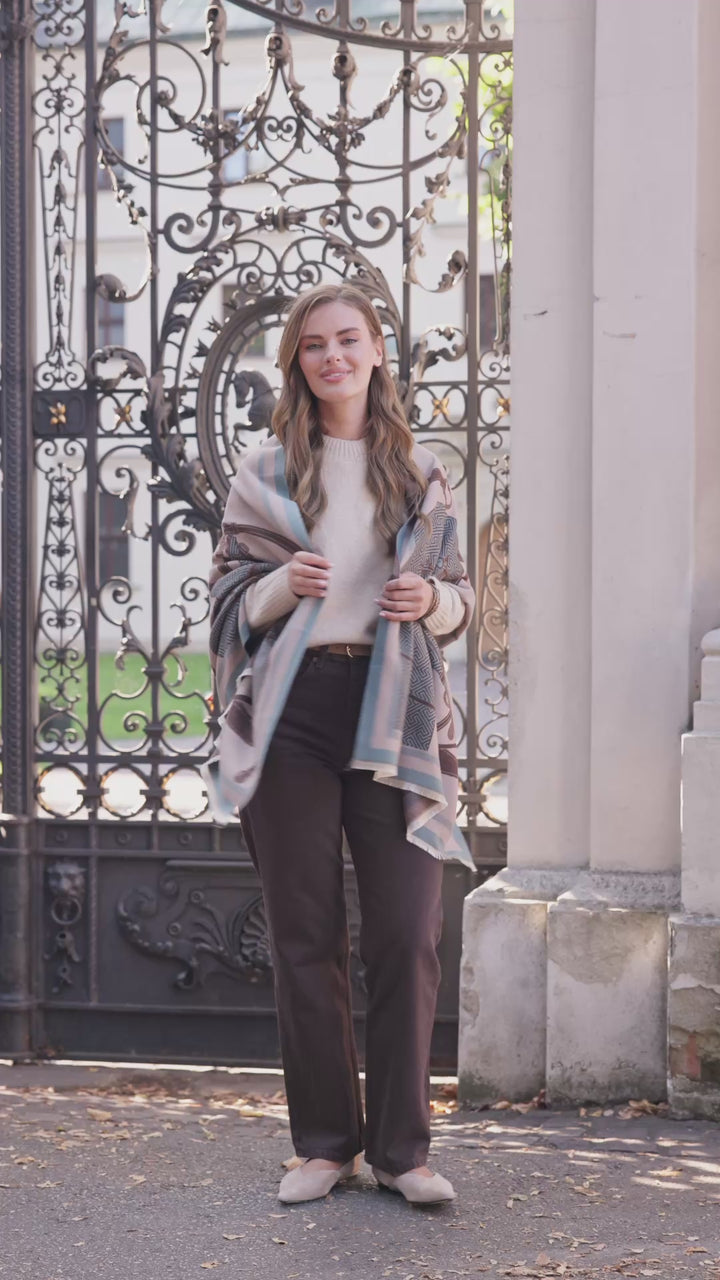 Equestrian Reversible Scarf - Light Blue