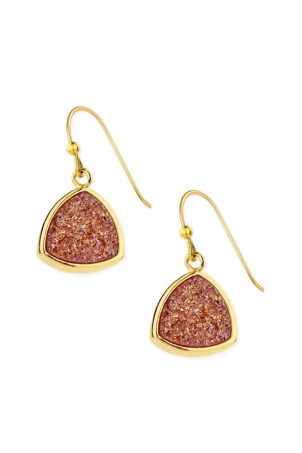 Golden Druzy Drop Earrings in Rose Gold