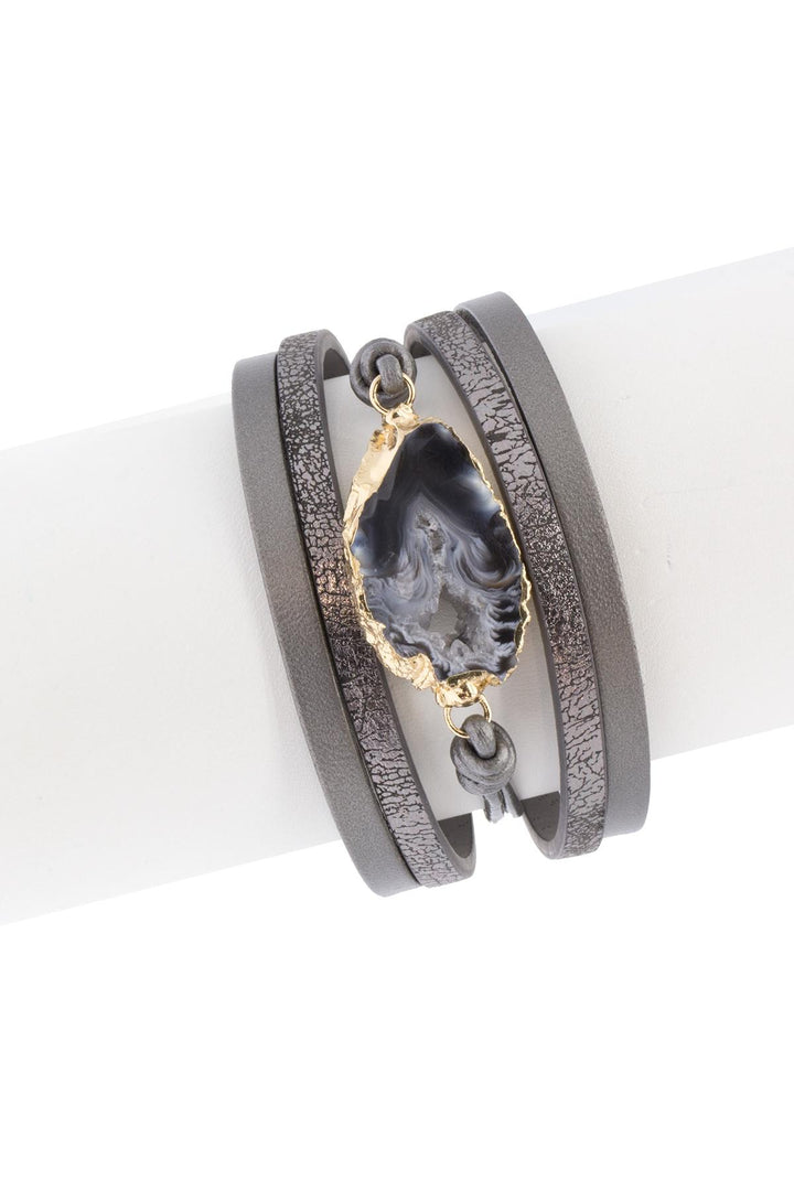 Morning Leather Stone Bracelet