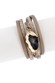 Morning Leather Stone Bracelet