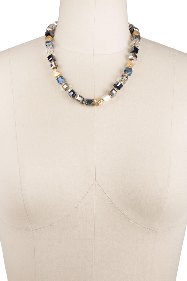 Faceted Bead and Stone Necklace