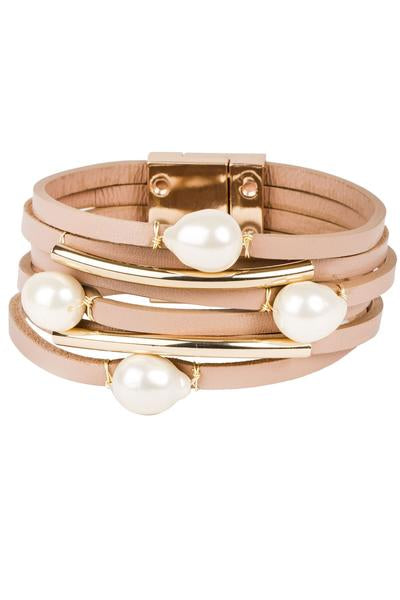 Achai Pearl Leather Bracelet