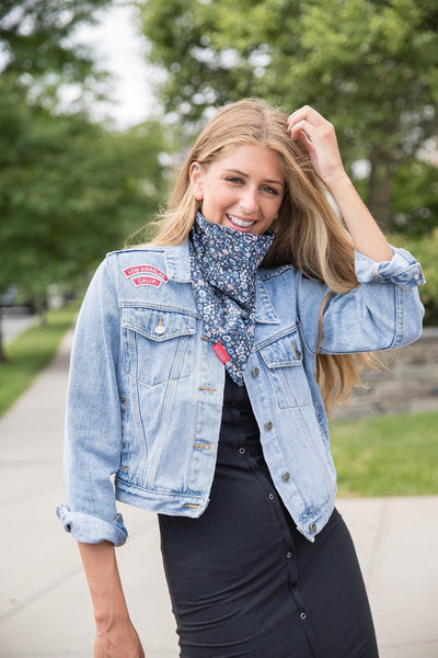 Navy Floral Scough Bandana