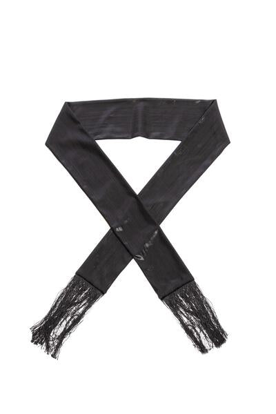 Hand Stitched Fringed Skinny Scarf