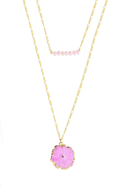 Two Layer Crystal Flower Necklace