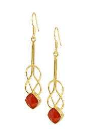 Layered Gold Square Gemstone Earring