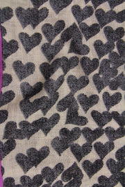 Wool Silk Heart Striped Scarf