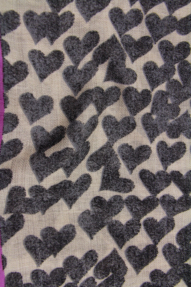 Wool Silk Heart Striped Scarf
