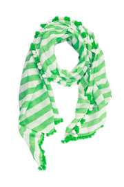Stripes with Pom Fringed Scarf
