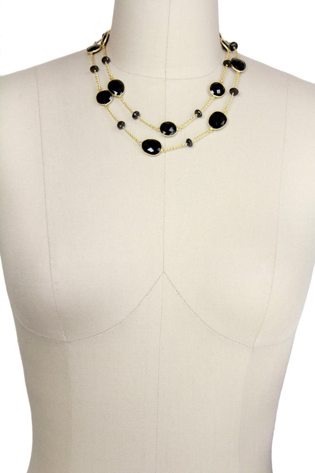 Black Onyx Stone and Bead Necklace