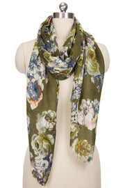 Mary All Over Flower Printed Silky Scarf