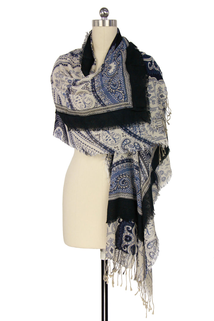 Frayed Patchwork Paisley Scarf