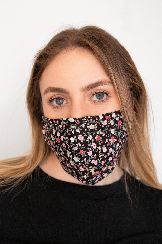 Adjustable Floral Face Mask with Two PM2.5 Filters