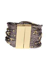 Metallic Cord Bracelet with Gold Beads