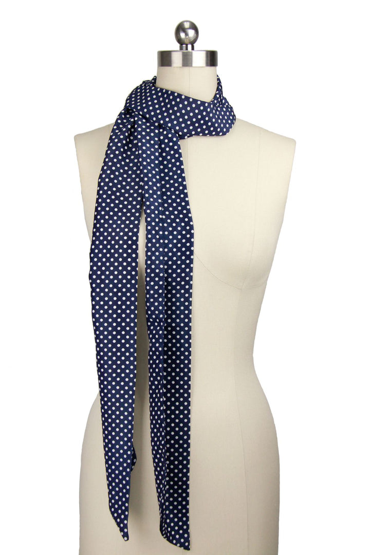 Skinny Polka Dot Navy Scarf