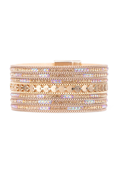 Faux Suede Glistening Gold Bracelet