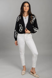 Cropped Flower Squiggle Cardigan