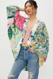 Multicolored Mixed Patterned Kimono