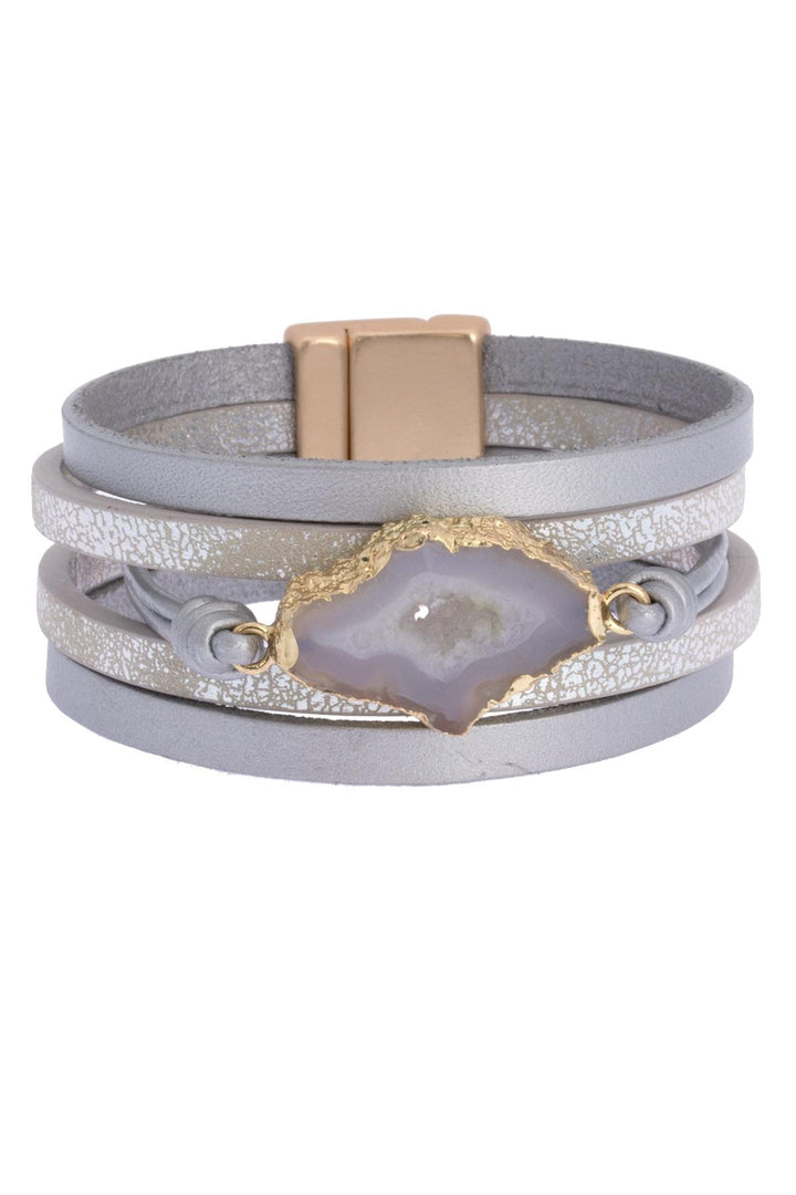 Morning Leather Stone Bracelet