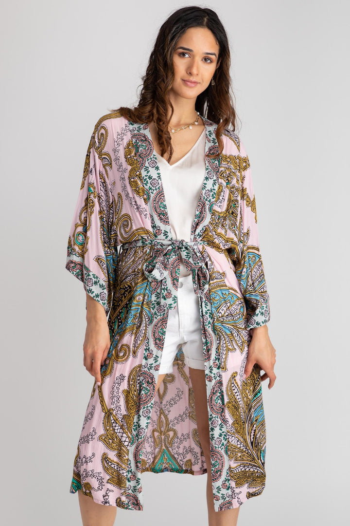 Regal Medallion Printed Midi Duster Kimono