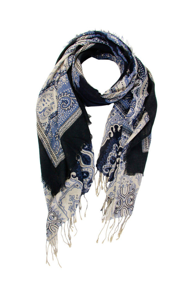 Frayed Patchwork Paisley Scarf