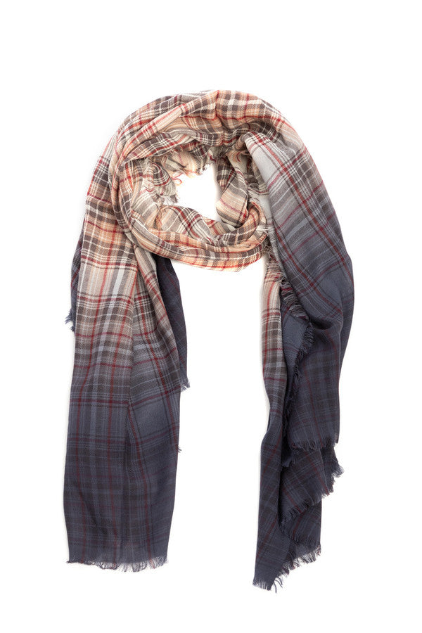 Queens Plaid Wool Ombre Scarf