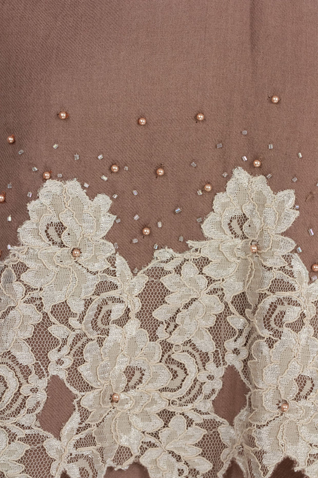 Bronze Taupe Embroidered Edge Scarf
