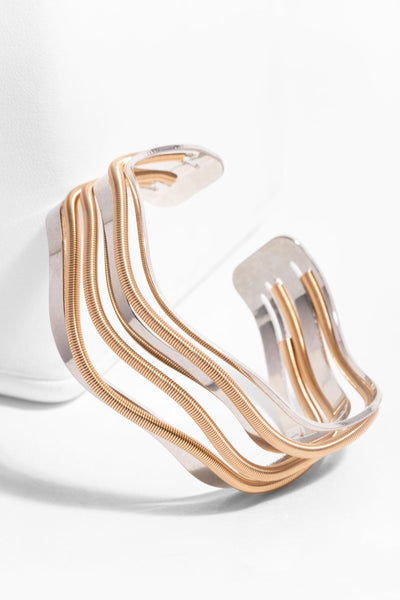 Two Tone Cable Cuff Bracelet