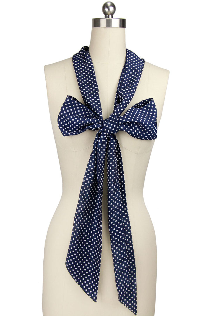 Skinny Polka Dot Navy Scarf