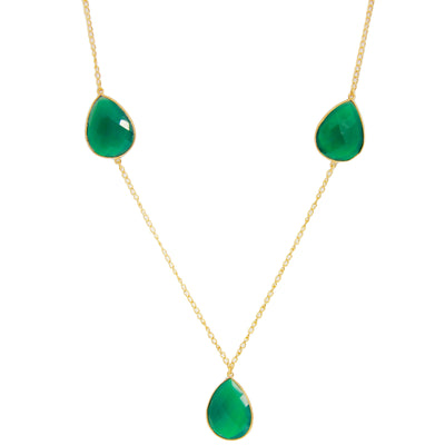 Green Onyx Triple Stone Necklace
