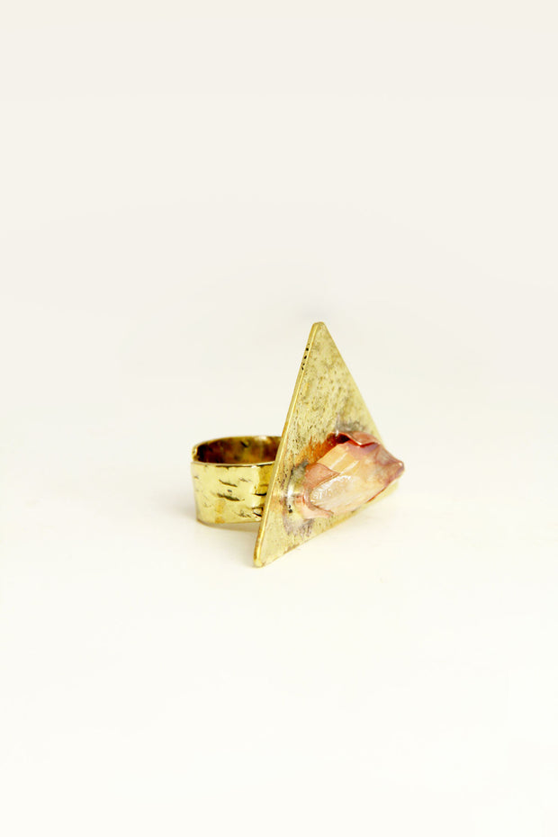 Mystic Rock Crystal Triangle Ring