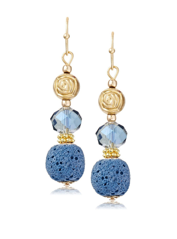Pumice Royal Blue Triple Bead earring