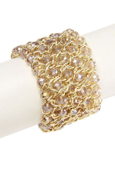 Wide Layered Beaded Chain Bracelet